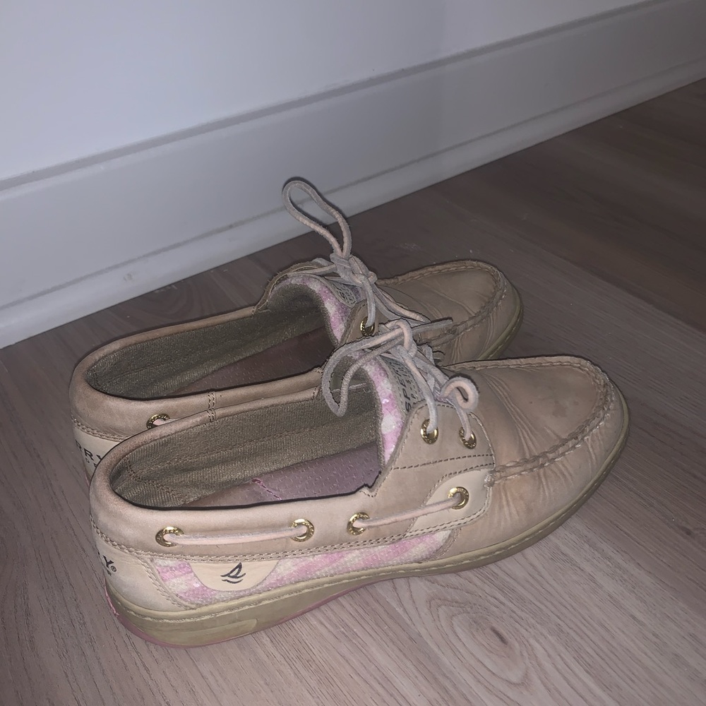 Sperry Women's Boat Shoes Sz 8 Brown Pink Leather Deck Loafers
